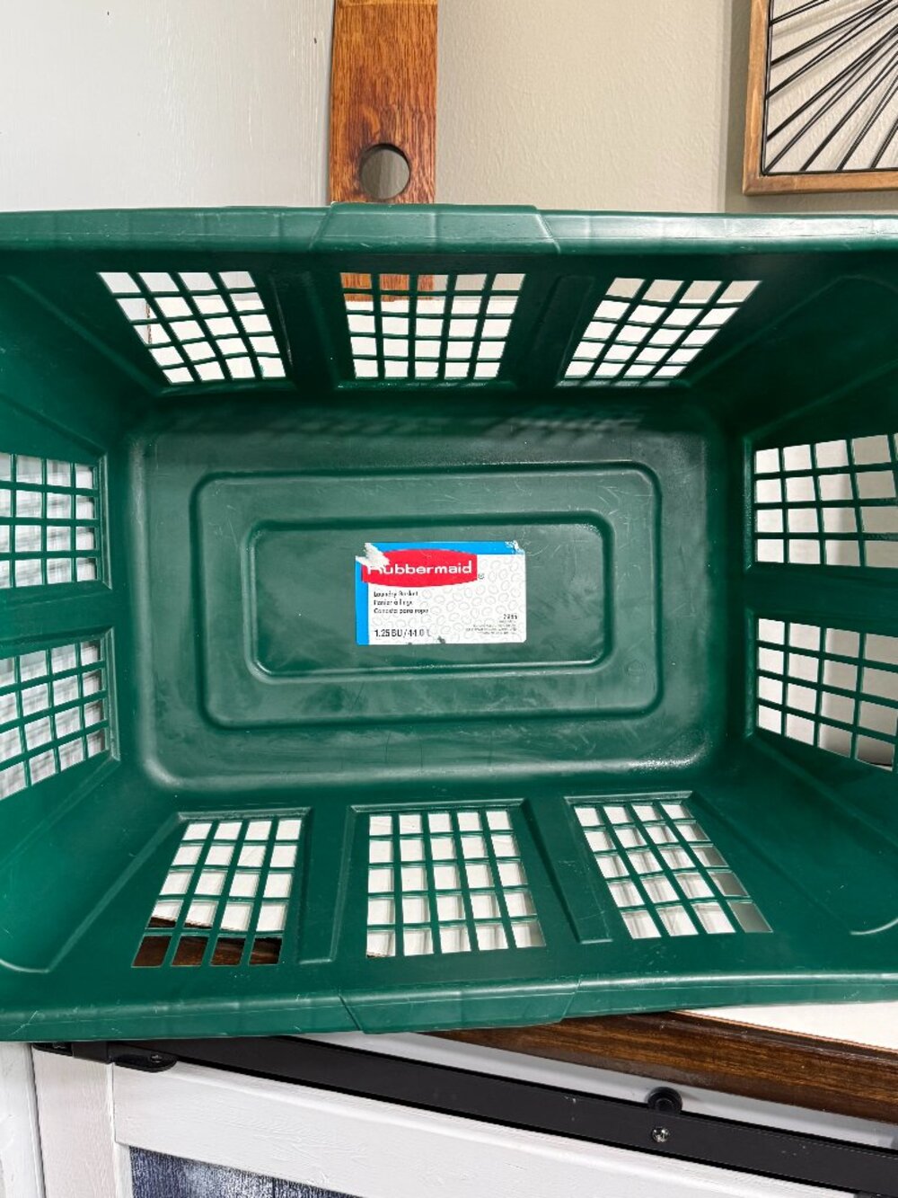 Rubbermaid 2965 Laundry Basket Dark Green Vintage Rectangle Plastic Large Rub